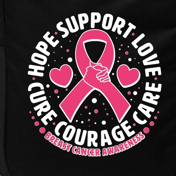 Breast Cancer Awareness Hope Support Love Cure Courage Care Impact Tech Backpack