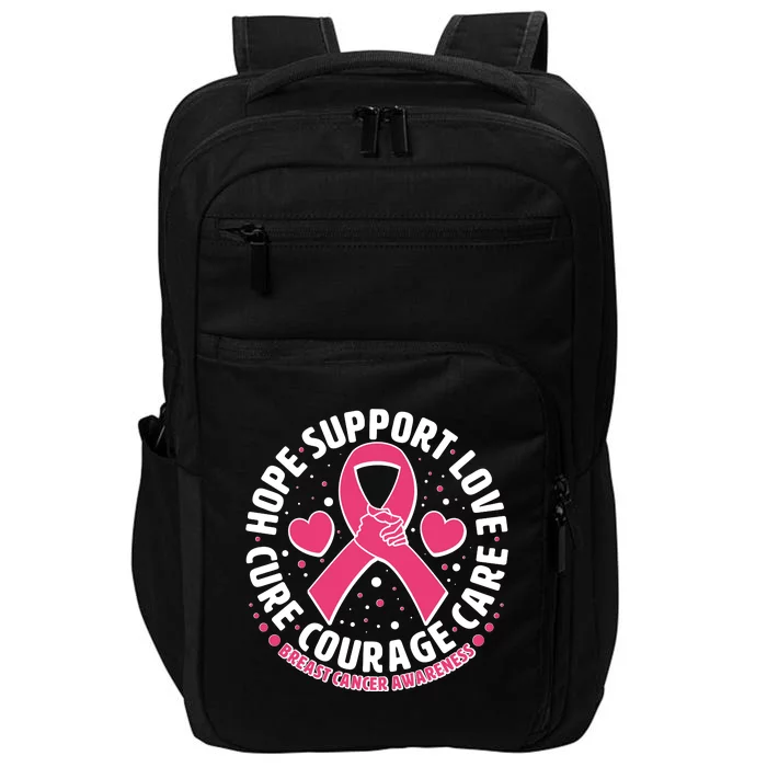 Breast Cancer Awareness Hope Support Love Cure Courage Care Impact Tech Backpack