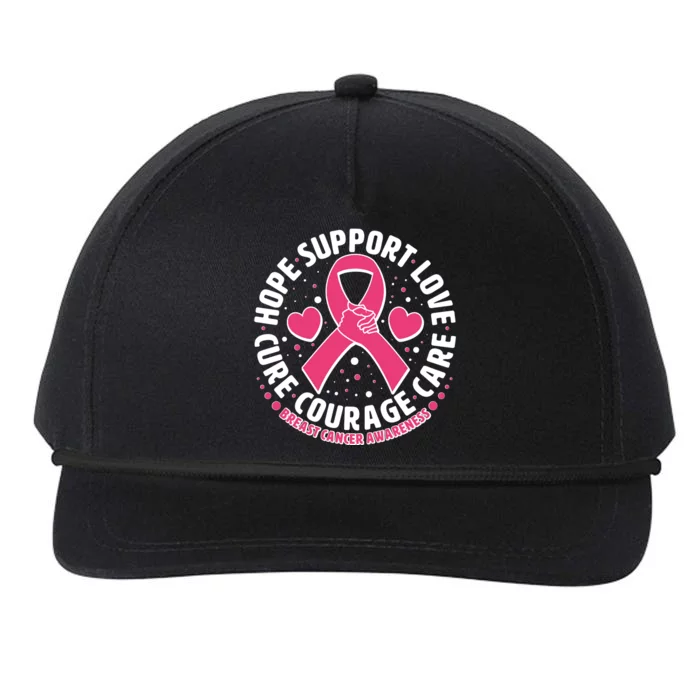 Breast Cancer Awareness Hope Support Love Cure Courage Care Snapback Five-Panel Rope Hat