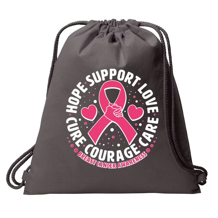 Breast Cancer Awareness Hope Support Love Cure Courage Care Drawstring Bag