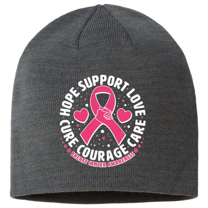 Breast Cancer Awareness Hope Support Love Cure Courage Care 8 1/2in Sustainable Knit Beanie