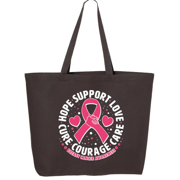 Breast Cancer Awareness Hope Support Love Cure Courage Care 25L Jumbo Tote