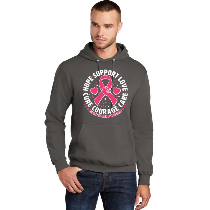 Breast Cancer Awareness Hope Support Love Cure Courage Care Tall Hoodie