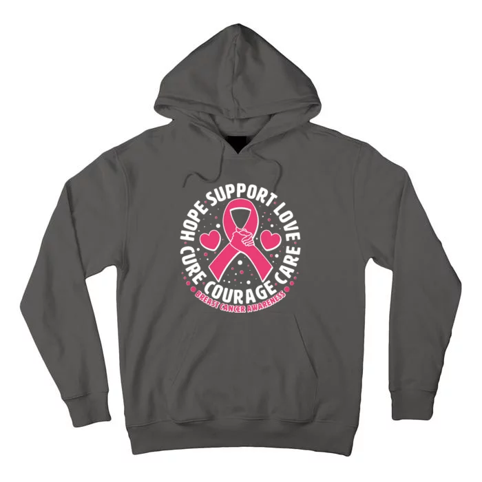 Breast Cancer Awareness Hope Support Love Cure Courage Care Tall Hoodie