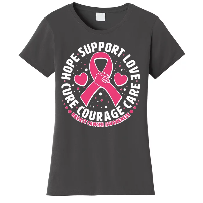 Breast Cancer Awareness Hope Support Love Cure Courage Care Women's T-Shirt