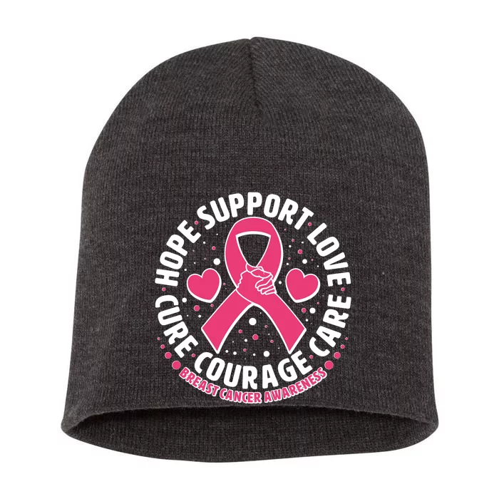 Breast Cancer Awareness Hope Support Love Cure Courage Care Short Acrylic Beanie