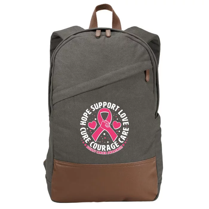 Breast Cancer Awareness Hope Support Love Cure Courage Care Cotton Canvas Backpack