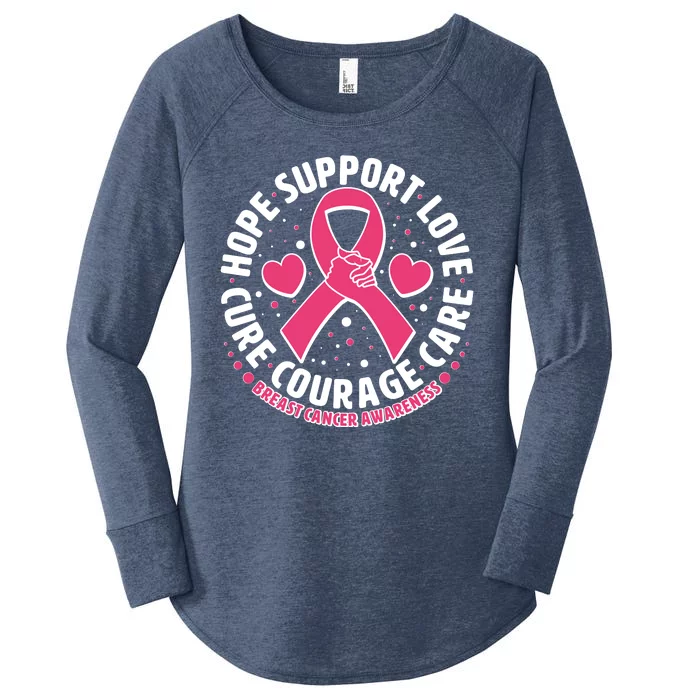 Breast Cancer Awareness Hope Support Love Cure Courage Care Women's Perfect Tri Tunic Long Sleeve Shirt