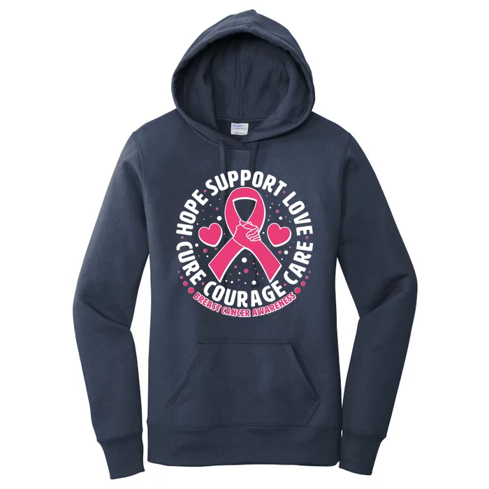 Breast Cancer Awareness Hope Support Love Cure Courage Care Women's Pullover Hoodie