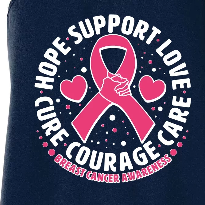 Breast Cancer Awareness Hope Support Love Cure Courage Care Women's Racerback Tank