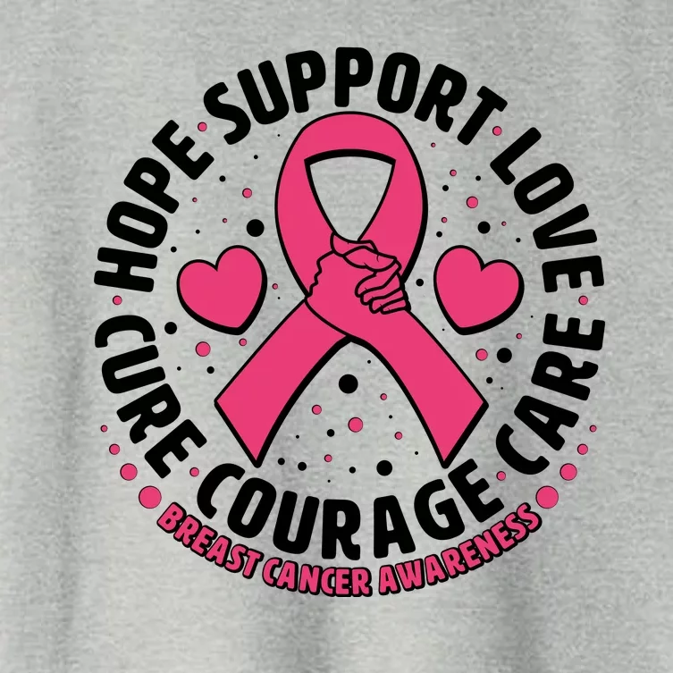 Breast Cancer Awareness Hope Support Love Cure Courage Care Women's Crop Top Tee