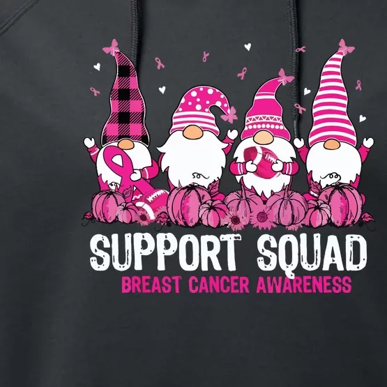 Breast Cancer Awareness Shirts For Gnomes Support Squad Performance Fleece Hoodie