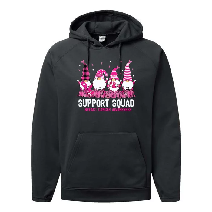 Breast Cancer Awareness Shirts For Gnomes Support Squad Performance Fleece Hoodie