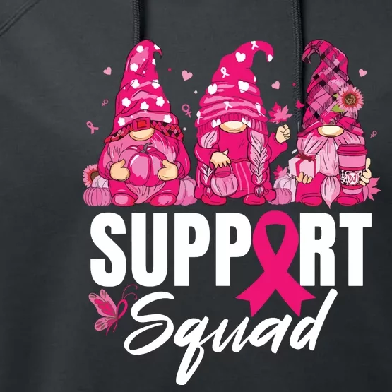 Breast Cancer Awareness Shirts For Gnomes Support Squad Performance Fleece Hoodie