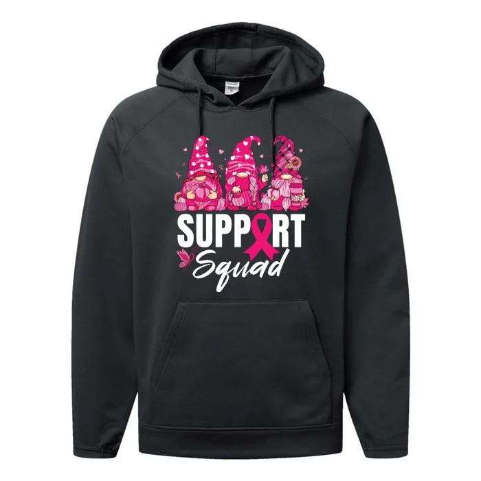 Breast Cancer Awareness Shirts For Gnomes Support Squad Performance Fleece Hoodie