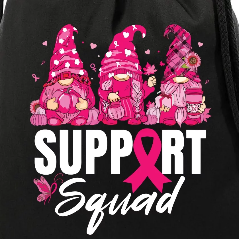 Breast Cancer Awareness Shirts For Gnomes Support Squad Drawstring Bag