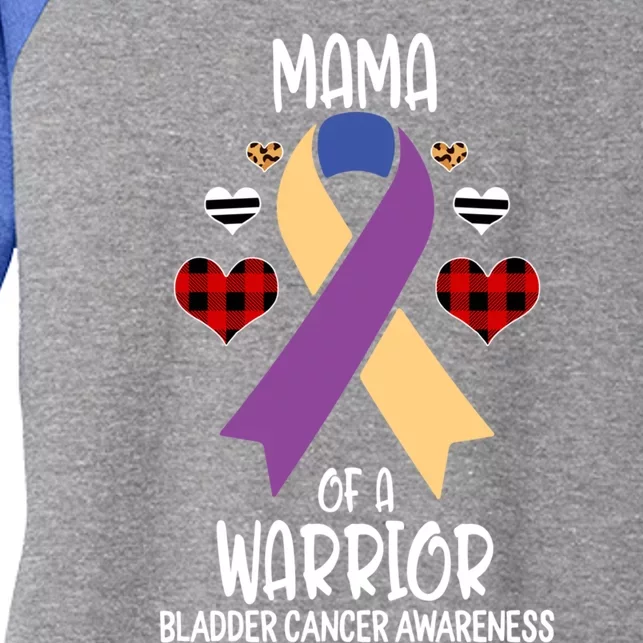 Bladder Cancer Awareness Mama Of A Warrior Mom Gift Women's Tri-Blend 3/4-Sleeve Raglan Shirt