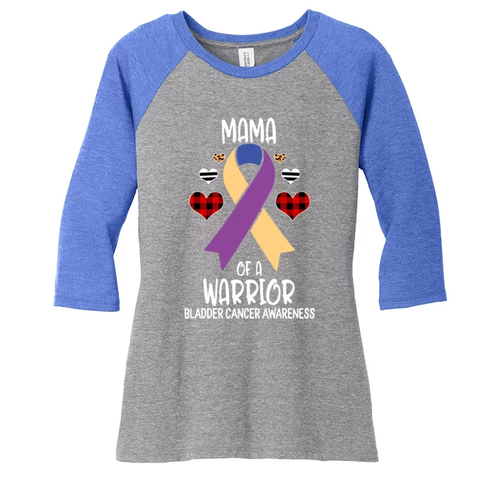 Bladder Cancer Awareness Mama Of A Warrior Mom Gift Women's Tri-Blend 3/4-Sleeve Raglan Shirt