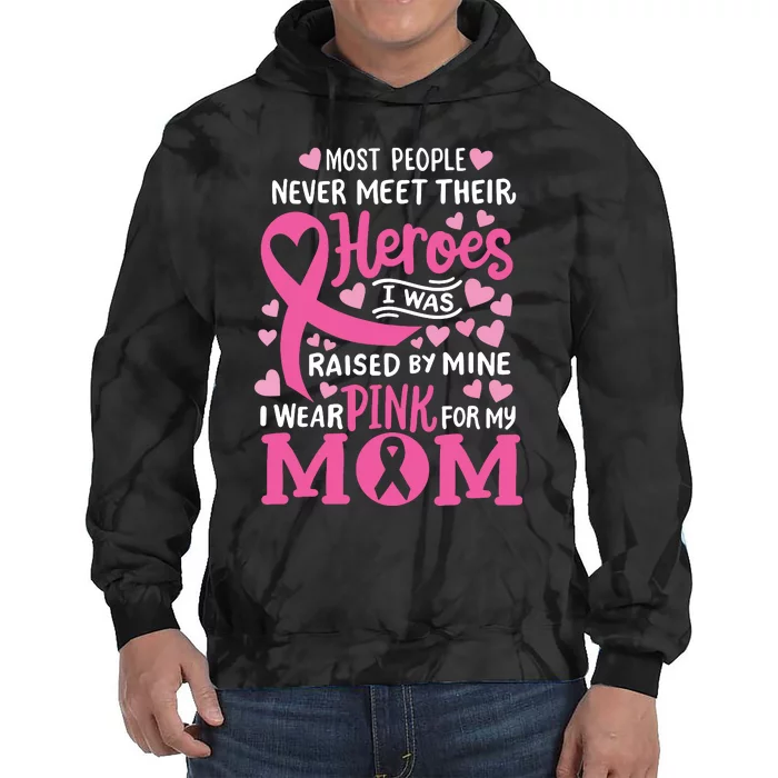 Breast Cancer Awareness Wear Pink For My Mom Support Kids Tie Dye Hoodie