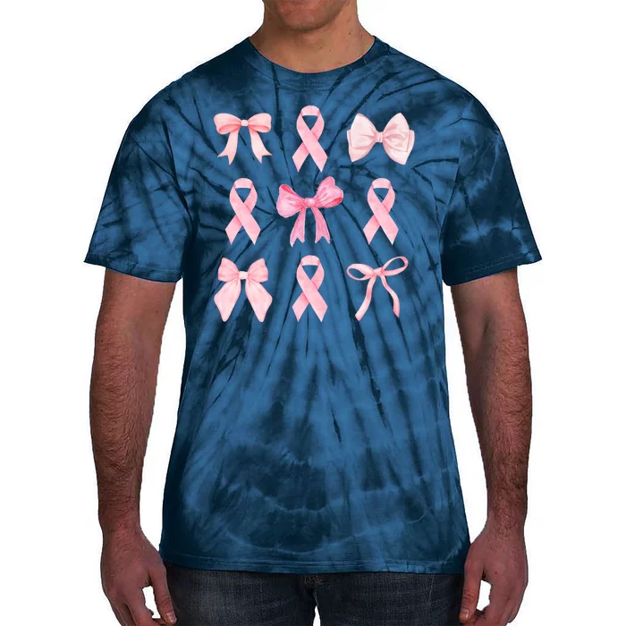 Breast Cancer Awareness Bow Ribbon Tie-Dye T-Shirt