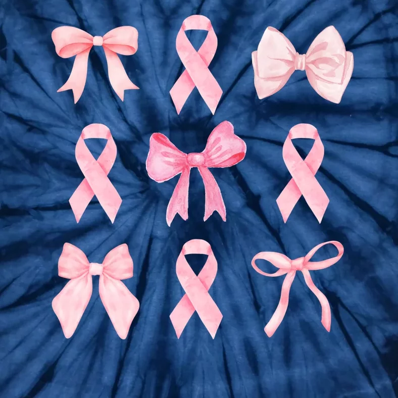 Breast Cancer Awareness Bow Ribbon Tie-Dye T-Shirt