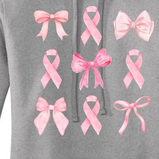 Breast Cancer Awareness Bow Ribbon Women's Pullover Hoodie