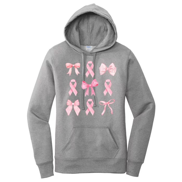 Breast Cancer Awareness Bow Ribbon Women's Pullover Hoodie