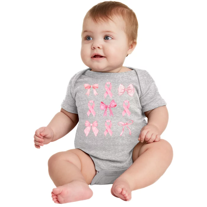 Breast Cancer Awareness Bow Ribbon Baby Bodysuit