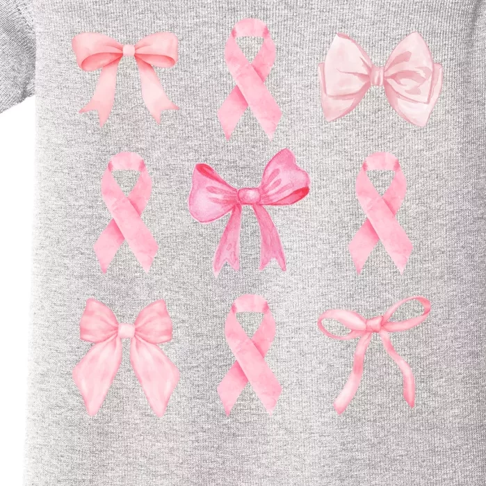 Breast Cancer Awareness Bow Ribbon Baby Bodysuit