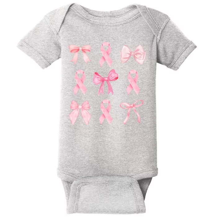 Breast Cancer Awareness Bow Ribbon Baby Bodysuit