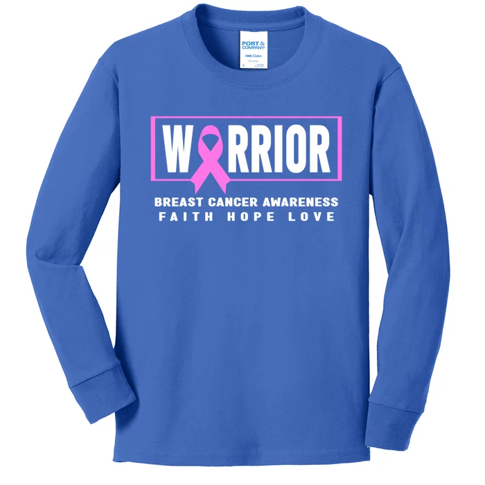 Breast Cancer Awareness Gift Breast Cancer Warrior Gift Kids Long Sleeve Shirt