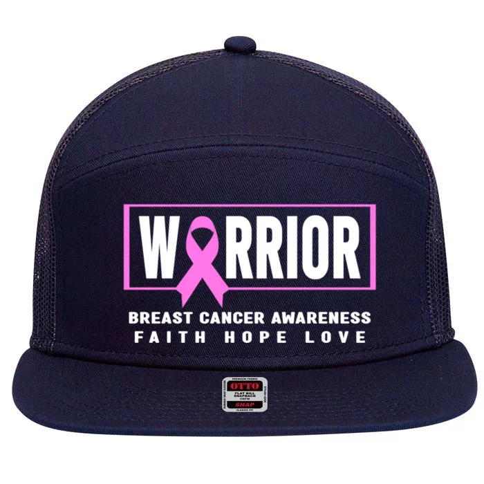 Breast Cancer Awareness Gift Breast Cancer Warrior Gift 7 Panel Mesh Trucker Snapback Hat