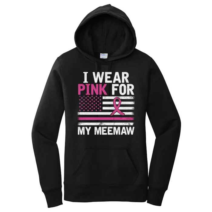 Breast Cancer Awareness Month Cute I Wear Pink For My Meemaw Women's Pullover Hoodie