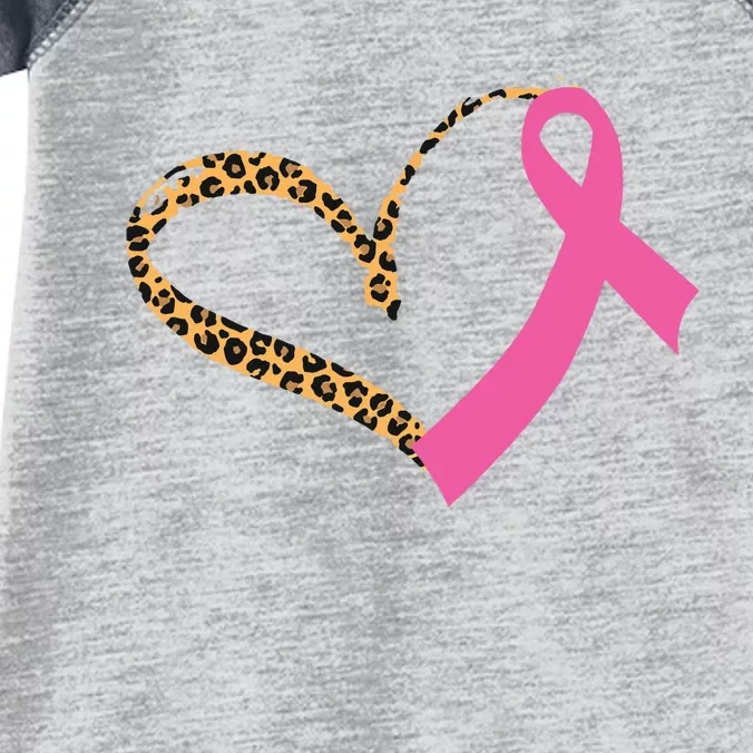 Breast Cancer Awareness Leopard Print Heart Pink Ribbon Mom Infant Baby Jersey Bodysuit