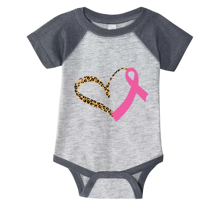 Breast Cancer Awareness Leopard Print Heart Pink Ribbon Mom Infant Baby Jersey Bodysuit