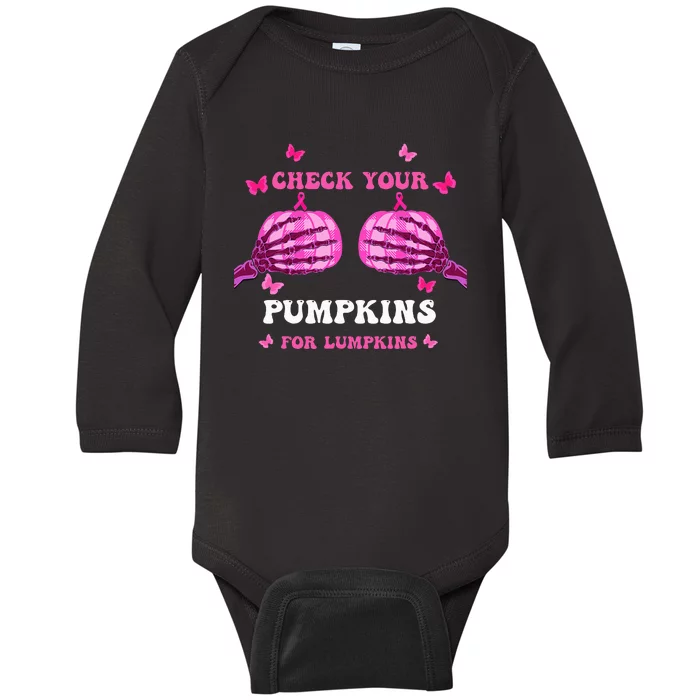 Breast Cancer Awareness Boos Pumpkin Save Your Boo Bees Baby Long Sleeve Bodysuit