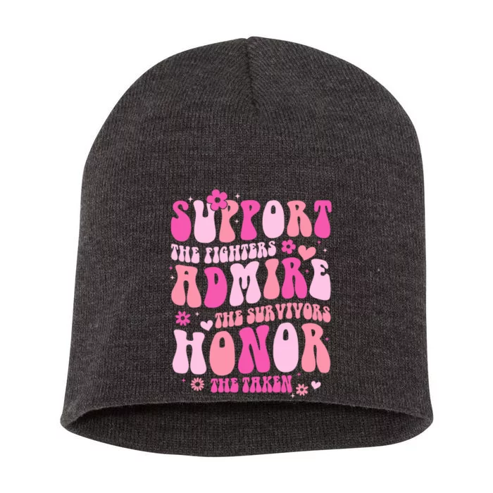 Breast Cancer Awareness Support Admire Honor Short Acrylic Beanie