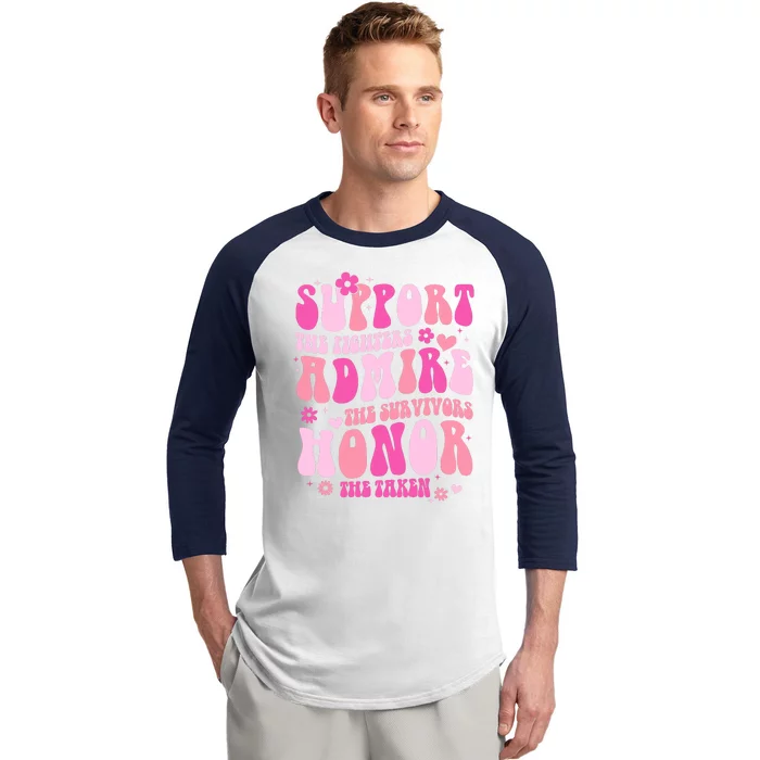 Breast Cancer Awareness Support Admire Honor Baseball Sleeve Shirt