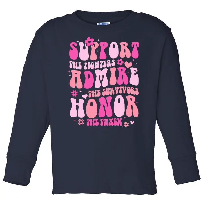 Breast Cancer Awareness Support Admire Honor Toddler Long Sleeve Shirt