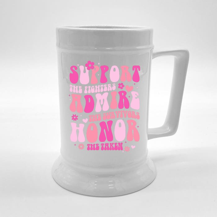 Breast Cancer Awareness Support Admire Honor Front & Back Beer Stein