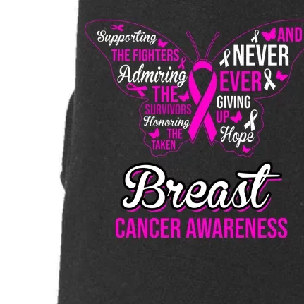 Breast Cancer Awareness Pink Butterfly Ribbon Quotes Doggie 3-End Fleece Hoodie