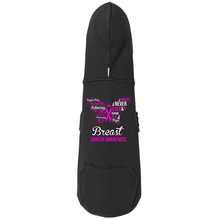 Breast Cancer Awareness Pink Butterfly Ribbon Quotes Doggie 3-End Fleece Hoodie