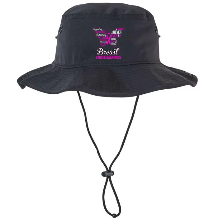 Breast Cancer Awareness Pink Butterfly Ribbon Quotes Legacy Cool Fit Booney Bucket Hat