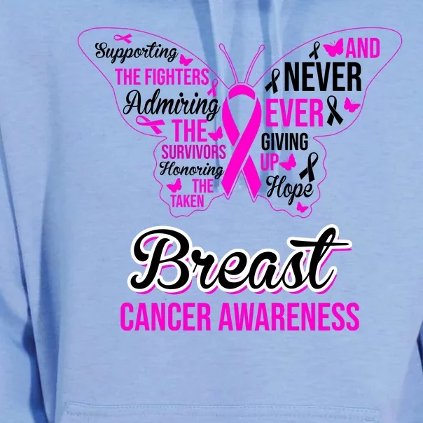 Breast Cancer Awareness Pink Butterfly Ribbon Quotes Unisex Surf Hoodie