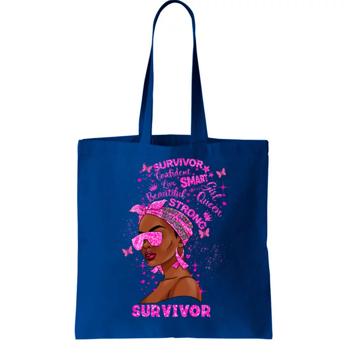 Breast Cancer Awareness Survivor Black Melanin Warrior Gift Tote Bag