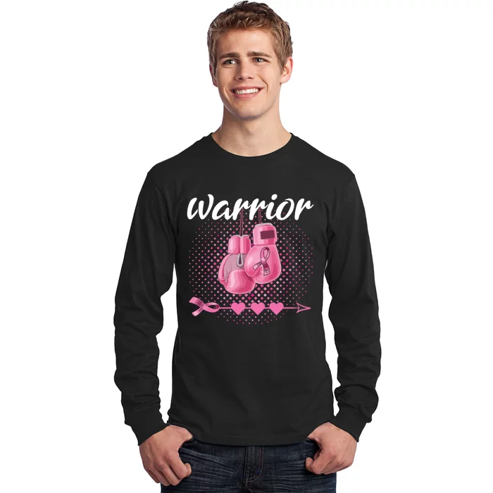 Breast Cancer Awareness Pink Boxing Gloves Warrior Long Sleeve Shirt