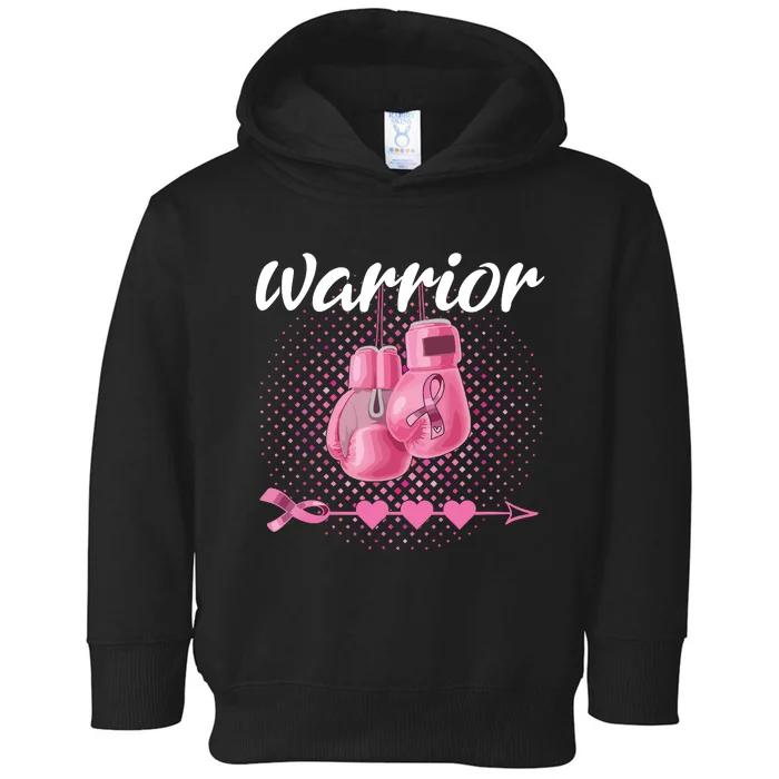 Breast Cancer Awareness Pink Boxing Gloves Warrior Toddler Hoodie