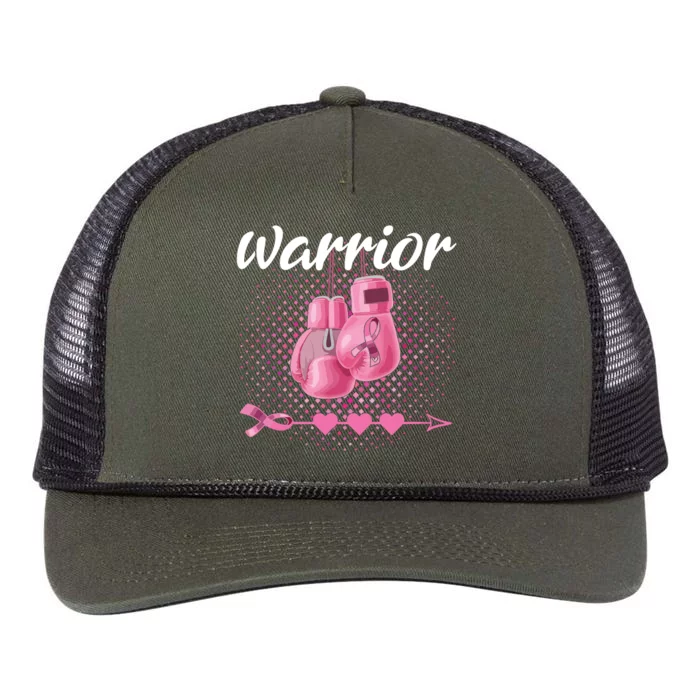 Breast Cancer Awareness Pink Boxing Gloves Warrior Retro Rope Trucker Hat Cap