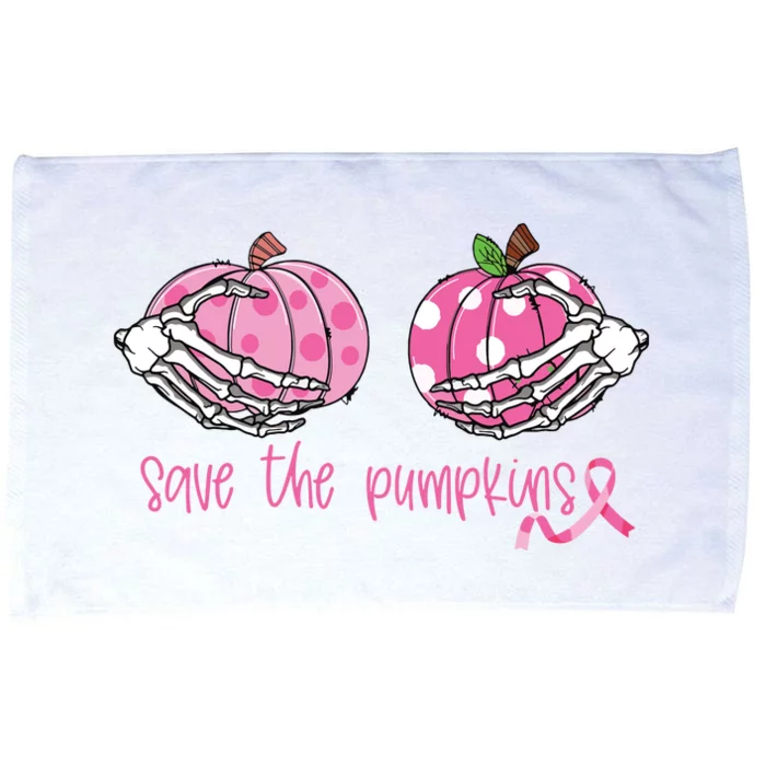 Breast Cancer Awareness Pink Ribbon Save The Pumpkins Microfiber Hand Towel