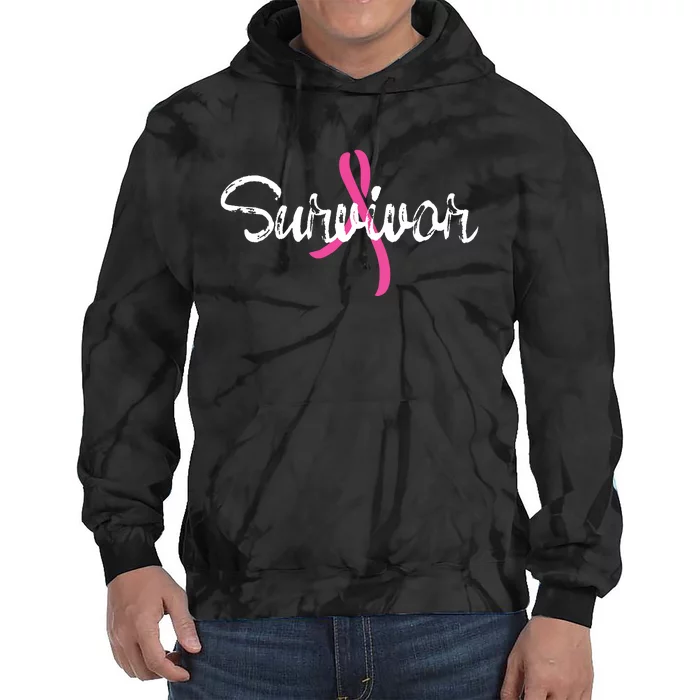 Breast Cancer Awareness Survivor Pink Ribbon Gift Tie Dye Hoodie